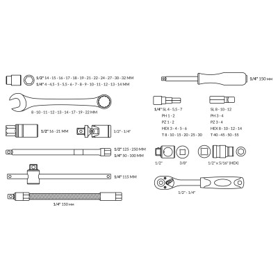 Набор головок и ключей 82пр. ТРЕК Набор головок и ключей 82пр. ТРЕК