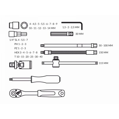 Набор головок и бит 46пр. TREK Набор головок и бит 46пр. TREK