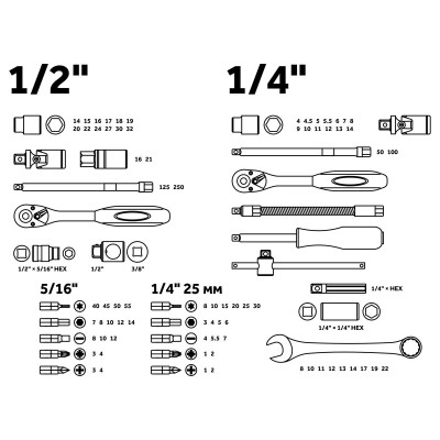 Набор головок и ключей 82пр. 1/4",1/2" PRO STARTUL GRAND PRIX (PRO-082G) Набор головок и ключей 82пр. 1/4",1/2" PRO STARTUL GRAND PRIX (PRO-082G)