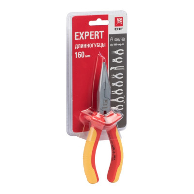 Длинногубцы Expert 160 мм 1000В EKF Длинногубцы Expert 160 мм 1000В EKF
