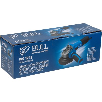 Одноручная углошлифмашина BULL WS 1213 в кор. 125 мм, 1200 Вт, плав. пуск., рег. об, конст. эл. Одноручная углошлифмашина BULL WS 1213 в кор. 125 мм, 1200 Вт, плав. пуск., рег. об, конст. эл.