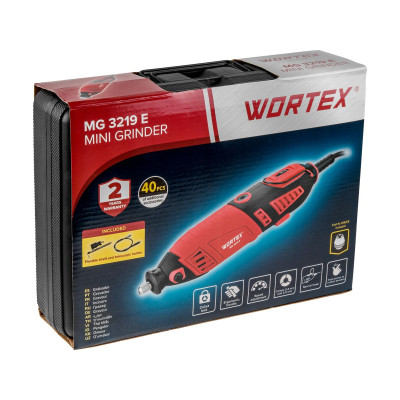 Гравер электрический WORTEX MG 3219 E в чем. +аксессуары 185 вт, 8000-35000 об/мин, цанга 2.4/3.2 мм Гравер электрический WORTEX MG 3219 E в чем. +аксессуары 185 вт, 8000-35000 об/мин, цанга 2.4/3.2 мм