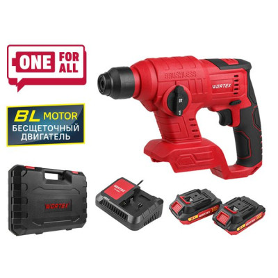 Аккум. перфоратор WORTEX CRH 1810 в чем. ALL1 XLT SET БЕСЩЕТ., 18 В, 1.2 Дж, 20 мм, 2х2 А*ч Аккум. перфоратор WORTEX CRH 1810 в чем. ALL1 XLT SET БЕСЩЕТ., 18 В, 1.2 Дж, 20 мм, 2х2 А*ч