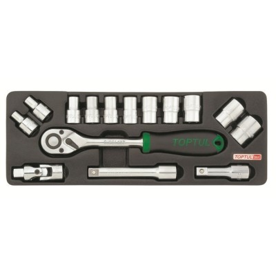 Набор-сет головок 1/2" 8-24мм 15предм. 6гр. TOPTUL Набор-сет головок 1/2" 8-24мм 15предм. 6гр. TOPTUL