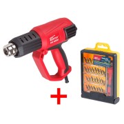 Термовоздуходувка WORTEX HG 6220 в кор. + АКЦИЯ (набор бит 33 пр.)