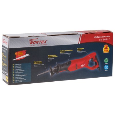 Сабельная пила WORTEX SR 1508-1 E в кор. + 2 пильных полотна 800 Вт, дер. 150 мм, ход 20 мм, рег.об. Сабельная пила WORTEX SR 1508-1 E в кор. + 2 пильных полотна 800 Вт, дер. 150 мм, ход 20 мм, рег.об.