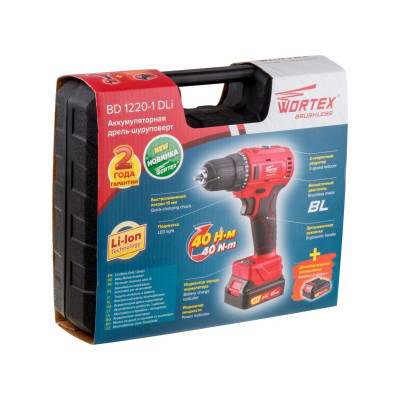 Аккум. дрель-шуруповерт WORTEX BD 1220-1 DLi в чем. БЕСЩЕТ, 12 В, 40 Н*м, 2х1.5 А*ч, БЗП 10 мм Аккум. дрель-шуруповерт WORTEX BD 1220-1 DLi в чем. БЕСЩЕТ, 12 В, 40 Н*м, 2х1.5 А*ч, БЗП 10 мм