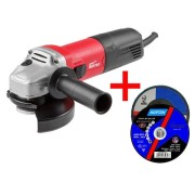 Одноручная углошлифмашина WORTEX AG 1210-1 в кор. + АКЦИЯ! (1 отр. и 1 лепест. круг в подарок!)