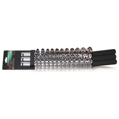 Набор головок 1/4", 3/8", 1/2" 4-22мм 6гр. 37предм. на подвесе TOPTUL Набор головок 1/4", 3/8", 1/2" 4-22мм 6гр. 37предм. на подвесе TOPTUL