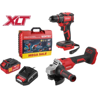 Набор аккум. инструмента WORTEX шуруповерт + ушм в чем. ALL1 XLT SET СКИДКА -16% Набор аккум. инструмента WORTEX шуруповерт + ушм в чем. ALL1 XLT SET СКИДКА -16%