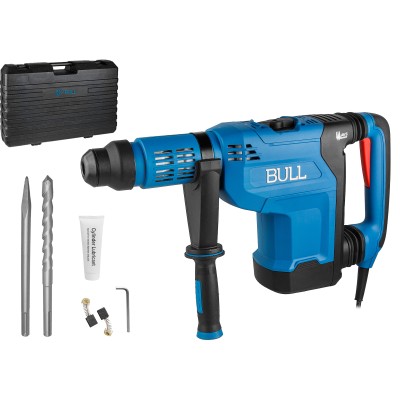 Перфоратор BULL BH 5001 в чем. 1500 Вт, 5-15 Дж, 50 мм, 2 реж. + 1 зуб., 1 сверло, SDS-max, рег. об. Перфоратор BULL BH 5001 в чем. 1500 Вт, 5-15 Дж, 50 мм, 2 реж. + 1 зуб., 1 сверло, SDS-max, рег. об.