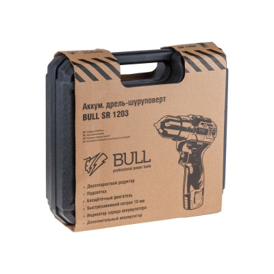 Аккум. дрель-шуруповерт BULL SR 1203 в чем. БЕСЩЕТ., 12 В, 40 Н*м, 2*2 А*ч акб, БЗП 10 мм Аккум. дрель-шуруповерт BULL SR 1203 в чем. БЕСЩЕТ., 12 В, 40 Н*м, 2*2 А*ч акб, БЗП 10 мм