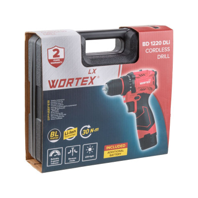 Аккум. дрель-шуруповерт WORTEX LX BD 1220 DLi 12В, 30 Нм, 2*1.5 Ач, патрон 10 мм, бесщёт. Аккум. дрель-шуруповерт WORTEX LX BD 1220 DLi 12В, 30 Нм, 2*1.5 Ач, патрон 10 мм, бесщёт.