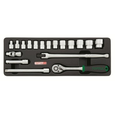 Набор-сет головок 3/8" 18предм. 6гр. 136х364мм TOPTUL Набор-сет головок 3/8" 18предм. 6гр. 136х364мм TOPTUL