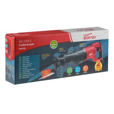 Сабельная пила WORTEX SR 2313 E в кор. + 2 пильных полотна 1100 Вт, дер. 230 мм, ход 28 мм, рег.об. Сабельная пила WORTEX SR 2313 E в кор. + 2 пильных полотна 1100 Вт, дер. 230 мм, ход 28 мм, рег.об.