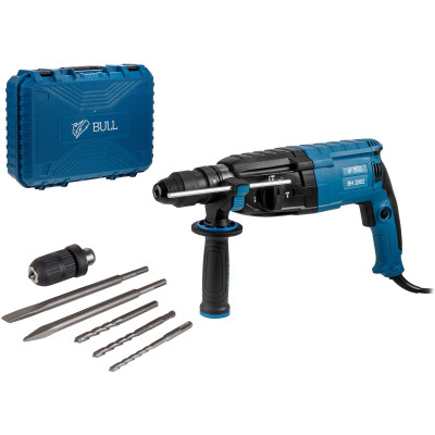 Перфоратор BULL BH 2802 в чем. 850 Вт, 3.2 Дж, 28 мм, 4 реж. + 2 зубила, 3 сверла, БЗП в комплекте Перфоратор BULL BH 2802 в чем. 850 Вт, 3.2 Дж, 28 мм, 4 реж. + 2 зубила, 3 сверла, БЗП в комплекте