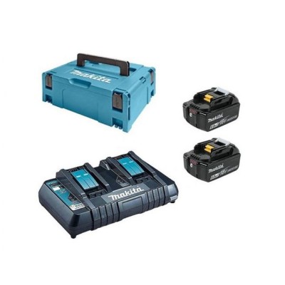 Комплект аккумулятор LXT 18.0 В BL1830B 2 шт. + зарядное устройство DC18RD + кейс MAKPAC Комплект аккумулятор LXT 18.0 В BL1830B 2 шт. + зарядное устройство DC18RD + кейс MAKPAC