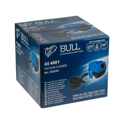 Пылесос BULL AS 4001 + аксессуары 1250 Вт, 38 л, 4м кабель, 4м шланг Пылесос BULL AS 4001 + аксессуары 1250 Вт, 38 л, 4м кабель, 4м шланг