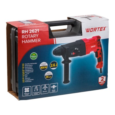 Перфоратор WORTEX RH 2621 в чем. + (2 зубила, 3 сверла) 800 Вт, 2.6 Дж, 3 реж., SDS-plus, Vario-Lock Перфоратор WORTEX RH 2621 в чем. + (2 зубила, 3 сверла) 800 Вт, 2.6 Дж, 3 реж., SDS-plus, Vario-Lock