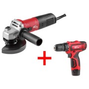Одноручная углошлифмашина WORTEX AG 1209 в кор. + АКЦИЯ (аккум. дредь.шур.)