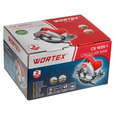 Циркулярная пила WORTEX CS 1655-1 в кор. 1200 Вт, 160 мм, пропил до 55 мм, алюм. подошва Циркулярная пила WORTEX CS 1655-1 в кор. 1200 Вт, 160 мм, пропил до 55 мм, алюм. подошва