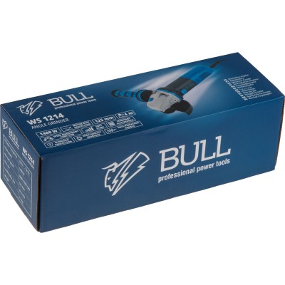 Одноручная углошлифмашина BULL WS 1214 в кор. 125 мм, 1400 Вт, плав. пуск., рег. об, конст. эл. Одноручная углошлифмашина BULL WS 1214 в кор. 125 мм, 1400 Вт, плав. пуск., рег. об, конст. эл.