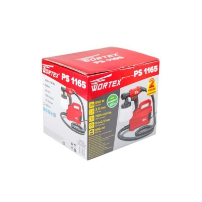 Краскораспылитель электрический WORTEX PS 1165 в кор. 650 Вт, 1100 мл/мин, 0.9 л бак Краскораспылитель электрический WORTEX PS 1165 в кор. 650 Вт, 1100 мл/мин, 0.9 л бак