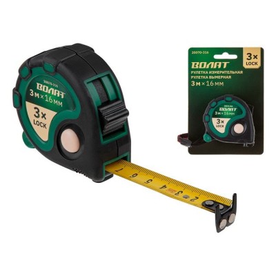 Рулетка 3м/16мм обрезин. корп. ВОЛАТ Рулетка 3м/16мм обрезин. корп. ВОЛАТ