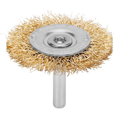 Щетка для дрели, 50 мм, плоская со шпилькой, латунированная витая проволока Matrix Щетка для дрели, 50 мм, плоская со шпилькой, латунированная витая проволока Matrix