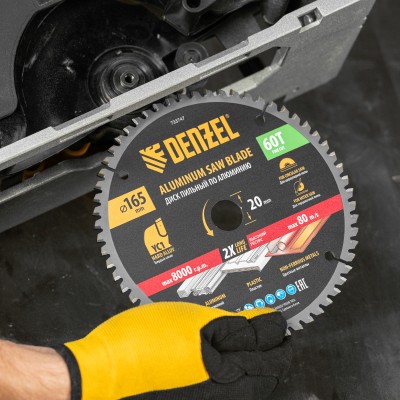 Пильный диск по алюминию ф165 х 20 мм, 60 зубьев Denzel Пильный диск по алюминию ф165 х 20 мм, 60 зубьев Denzel