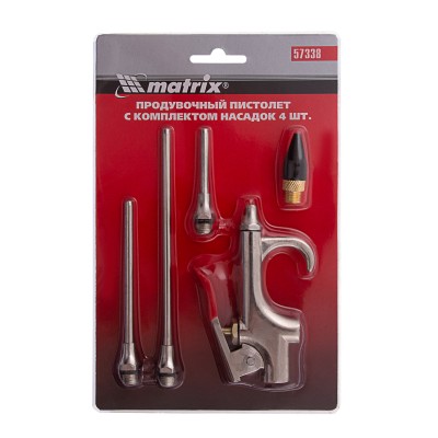 Набор продувочный пистолет, пневмат. в комплекте с насадками, 4 шт Matrix Набор продувочный пистолет, пневмат. в комплекте с насадками, 4 шт Matrix