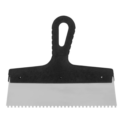 Шпатель из нержавеющей стали, 250 мм, зуб 4 х 4 мм, пластмассовая ручка Сибртех Шпатель из нержавеющей стали, 250 мм, зуб 4 х 4 мм, пластмассовая ручка Сибртех