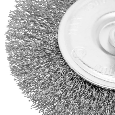 Щетка для дрели 100 мм, плоская со шпилькой, витая проволока Сибртех Щетка для дрели 100 мм, плоская со шпилькой, витая проволока Сибртех