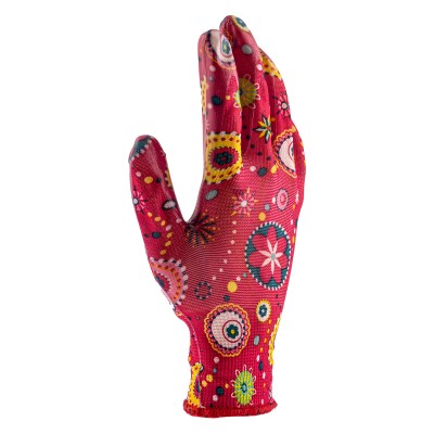 Перчатки садовые из полиэстера с нитрильным обливом, красные, L Palisad Перчатки садовые из полиэстера с нитрильным обливом, красные, L Palisad