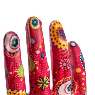 Перчатки садовые из полиэстера с нитрильным обливом, красные, L Palisad Перчатки садовые из полиэстера с нитрильным обливом, красные, L Palisad