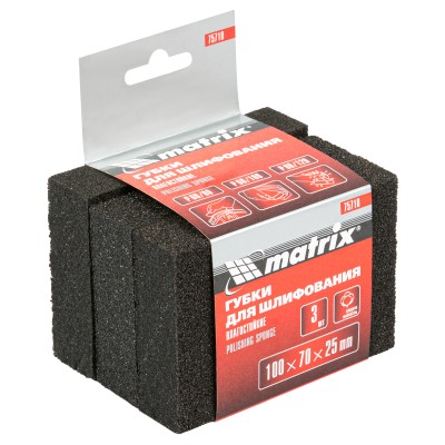 Губка для шлифования, 100 х 70 х 25 мм, средняя жестк, 3 шт, P 60/80, P 60/100, P 80/120 Matrix Губка для шлифования, 100 х 70 х 25 мм, средняя жестк, 3 шт, P 60/80, P 60/100, P 80/120 Matrix