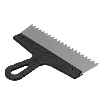 Шпатель из нержавеющей стали, 250 мм, зуб 6 х 6 мм, пластмассовая ручка Сибртех Шпатель из нержавеющей стали, 250 мм, зуб 6 х 6 мм, пластмассовая ручка Сибртех