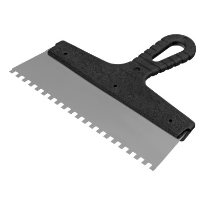 Шпатель из нержавеющей стали, 250 мм, зуб 6 х 6 мм, пластмассовая ручка Сибртех Шпатель из нержавеющей стали, 250 мм, зуб 6 х 6 мм, пластмассовая ручка Сибртех