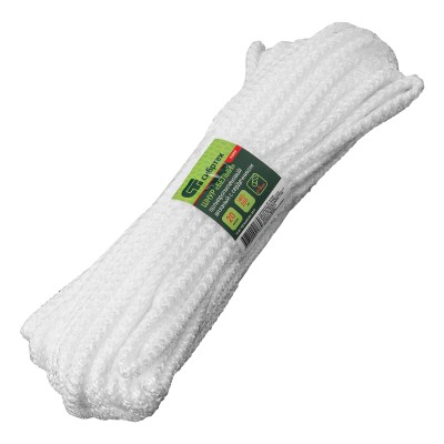 Шнур вязаный полипропиленовый с серд. белый, 6 мм, L 20 м, Сибртех Шнур вязаный полипропиленовый с серд. белый, 6 мм, L 20 м, Сибртех