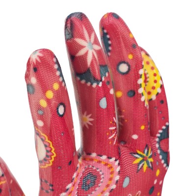 Перчатки садовые из полиэстера с нитрильным обливом, красные, M Palisad Перчатки садовые из полиэстера с нитрильным обливом, красные, M Palisad