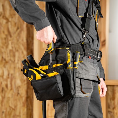 Пояс монтажника усиленный, с лямками, сумки поясные, держатель для молотка Denzel Пояс монтажника усиленный, с лямками, сумки поясные, держатель для молотка Denzel