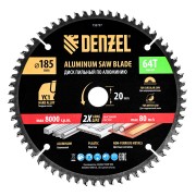 Пильный диск по алюминию ф185 х 20 мм, 64 зубьев Denzel