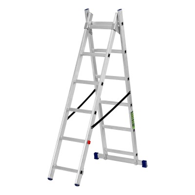 Лестница, 2 х 6 ступеней, алюминиевая, двухсекционная, Сибртех Лестница, 2 х 6 ступеней, алюминиевая, двухсекционная, Сибртех