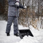 Движок для уборки снега пластиковый, 570 х 470 х 1300 мм, стальная рукоятка, Сибртех