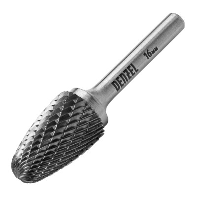 Борфреза по металлу твердосплавная, параболическая, тип-F, 16 мм Denzel Борфреза по металлу твердосплавная, параболическая, тип-F, 16 мм Denzel