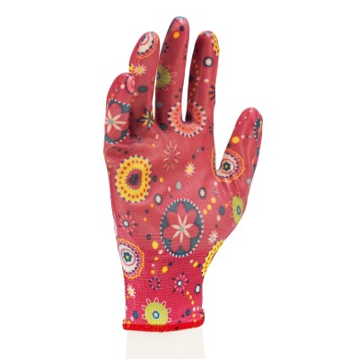 Перчатки садовые из полиэстера с нитрильным обливом, красные, M Palisad Перчатки садовые из полиэстера с нитрильным обливом, красные, M Palisad