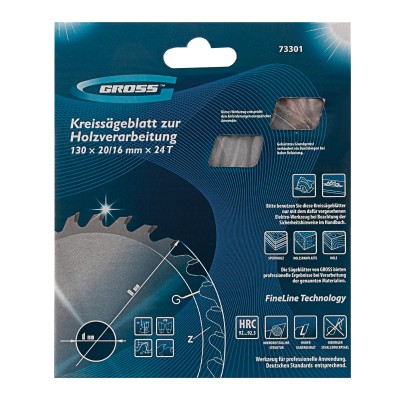 Пильный диск по дереву 130 x 20/16 x 24Т Gross Пильный диск по дереву 130 x 20/16 x 24Т Gross