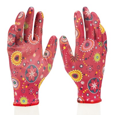 Перчатки садовые из полиэстера с нитрильным обливом, красные, M Palisad Перчатки садовые из полиэстера с нитрильным обливом, красные, M Palisad