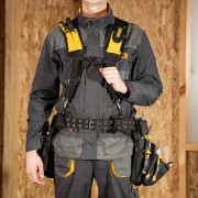 Пояс монтажника усиленный, с лямками, сумки поясные, держатель для молотка Denzel