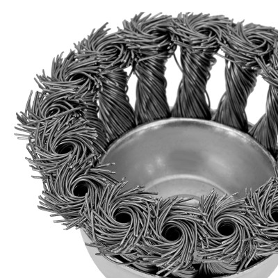 Щетка для дрели, 65 мм, "чашка" со шпилькой, крученая металлическая проволока Matrix Щетка для дрели, 65 мм, "чашка" со шпилькой, крученая металлическая проволока Matrix